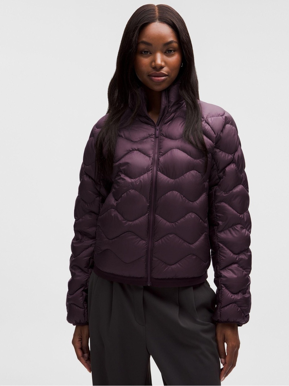 LULULEMON Featherweight 900 Down Fill Quilted Jacket Black Plum Medium VGUC